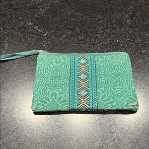 Prana clutch Bag in Greens, 10” x 6”.